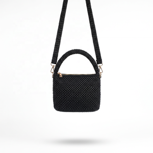 Black Fashion Woven <b>Raffia</b> Shoulder Bag with Zip Closure Single Strap Portable <b>Tote</b> Handbag for Daily Travel Shopping - Product Image 1