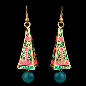 Boucles d'oreilles fantaisie pour femmes - Dorées - Vertes - Product Image 1