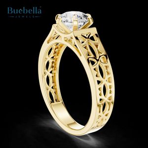 Gran oferta, anillo de compromiso de vástago de diamante solitario de 1 quilate de Plata de Ley 925 Original para mujer - Product Image 2