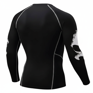เสื้อรัดรูปผู้ชายระบายอากาศได้ดีสำหรับ BJJ แขนยาว ผลิตจากผ้าสแปนเด็กซ์/โพลีเอสเตอร์ 160 กรัม ขายตรงจากโรงงาน รับสกรีนโลโก้ - Product Image 2