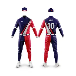 Commercio all'ingrosso personalizzato Logo sublimato 100% poliestere uomini divise da Baseball squadra maglia da Baseball e pantaloni Set