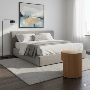 NAM HAI Modern Farmhouse Luxury Bedroom Furniture Solid Wood &amp; Cane <strong>Nightstand</strong> <strong>Mirror</strong> Finish Triple Drawers Durable <strong>Nightstands</strong> - Product Image 4