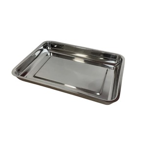 High quality stainless steel serving tray with <b>decorative</b> patterns and non-slip base ideal <b>for</b> hotel and catering services - Product Image 1