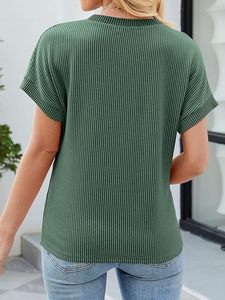 เสื้อคอกลมแขนสั้นเป็นมิตรต่อสิ่งแวดล้อมของผู้หญิงระบายอากาศได้ดีเสื้อยืดทรงหลวมลำลองฤดูใบไม้ผลิฤดูร้อน - Product Image 5