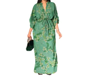 C0901TA2 High Quality Casual Solid Color Three Quarter Sleeve Slit Long Dress Women Sehe Fashion