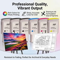 Enlite Factory - Tinta de Pigmento de Repuesto de 6 Colores y 130 ml con Chip para Cartucho de Plotter DesignJet T930 T1530 T2530