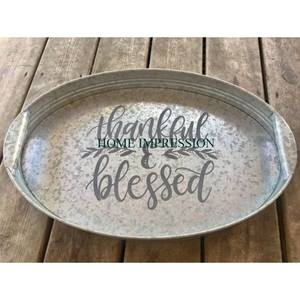 Bandeja de artículos de servidor seguros para alimentos de forma redonda galvanizados de diseñador atractivo con asas de Material de cuerda, bandejas de comida de vajilla de nuevo estilo - Product Image 2