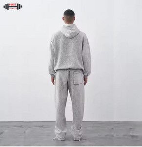 Conjunto de chándal lavado ácido personalizado para hombre al por mayor deporte de invierno 100% algodón polar transpirable manga larga - Product Image 2