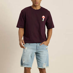 T-shirt à manches courtes et col rond pour hommes, imprimé graphique de champignons marrons sur la poitrine, décontracté, surdimensionné - Product Image 2