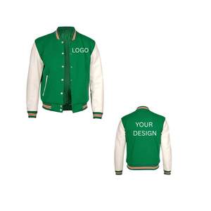Veste d'hiver de baseball vintage personnalisable pour hommes, col montant, laine, chenille, manches en cuir vierge brodées avec logo personnalisé - Product Image 1
