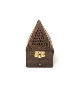 Vente en gros de brûleur d'encens à cône rond boîte en bois décorative pour la maison pour usage religieux - Product Image 1