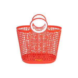 Flexible <b>Plastic</b> Shopping Basket with Round Handles Hollow Mesh Toter <b>Tote</b> Bag Organizer for Kitchen Market Grocery Supermarket - Product Image 5
