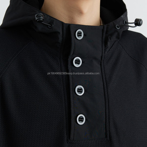 Suéter con capucha negro Abrigo Etiqueta privada Hombres Sudadera con capucha de 14 botones Jersey Sudadera con capucha de manga larga - Product Image 4