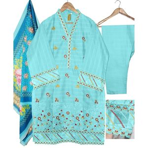Traje Formal FUNOOSH Bloom de 3 Piezas, Salwar Kameez de Algodón, Cómodo y Elegante - Product Image 1