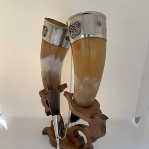 Tasse d'hydromel polie en forme de corne avec décor animalier, chope de bière en verre et gobelet à vin pour boire - Product Image 1