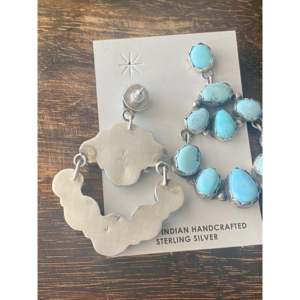 Boucles d'oreilles pendantes géométriques Jeff James Golden Hill en turquoise et argent sterling - Product Image 5