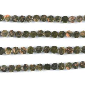 Cuentas sueltas con forma de moneda lisa de unakita verde Natural con acabado liso de grado superior para collar y pulsera hechos a mano, artesanía de la India - Product Image 4