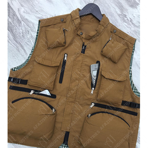 Custom Men's Simple Design Canvas Tactical Vest Jacket Sustainable Multi-Pocket Cotton Twill Fashionable Casual Style Nylon Zip - Product Image 1