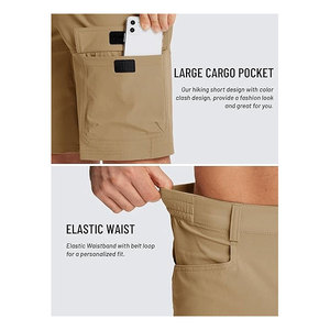 Custom Stylish Linen/Cotton Solid Multi-color <b>Knee</b> <b>Length</b> 6 Pockets Waterproof Breathable Cargo Hiking <b>Shorts</b> <b>Men's</b> Summer - Product Image 4