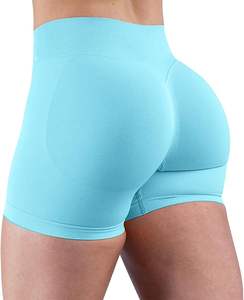 Pantalones cortos de yoga elásticos de poliéster 100% para gimnasio activo de cintura cruzada de alta moda para mujeres con bolsillos laterales - Product Image 3