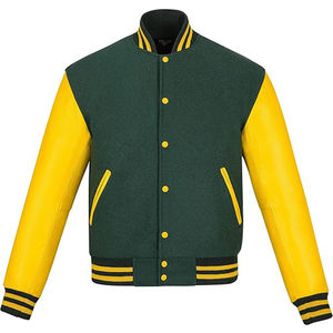 Chaquetas Varsity para Hombre, Primavera-Otoño, Bordadas, Estilo Holgado, Uniforme de Béisbol, Chaquetas Bomber Retro Azules con Mangas de Cuero para Parejas - Product Image 2
