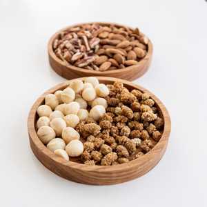 Bandeja de almacenamiento redonda de madera rústica Organizador multiusos para uso en Mesa - Product Image 5