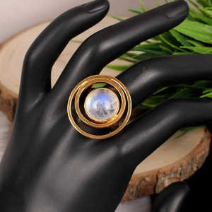 Bague en argent sterling 925 pierre de lune arc-en-ciel pierre naturelle en vrac - Product Image 5