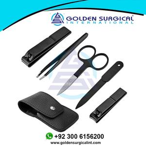 Kit de soin des ongles de voyage avec coupe-ongles en acier inoxydable noir et coupe-ongles pour les pieds, lime à ongles, pinces à épiler pointues - Product Image 6