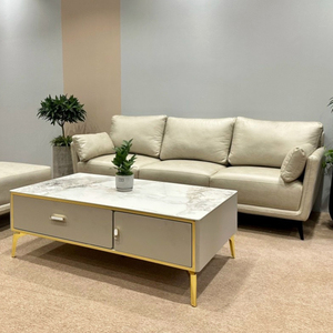 Sofá de Tres Plazas de Cuero Sintético con Tapicería de Piel Sintética y Patas de Hierro para Muebles del Hogar SFB68063 - Product Image 4