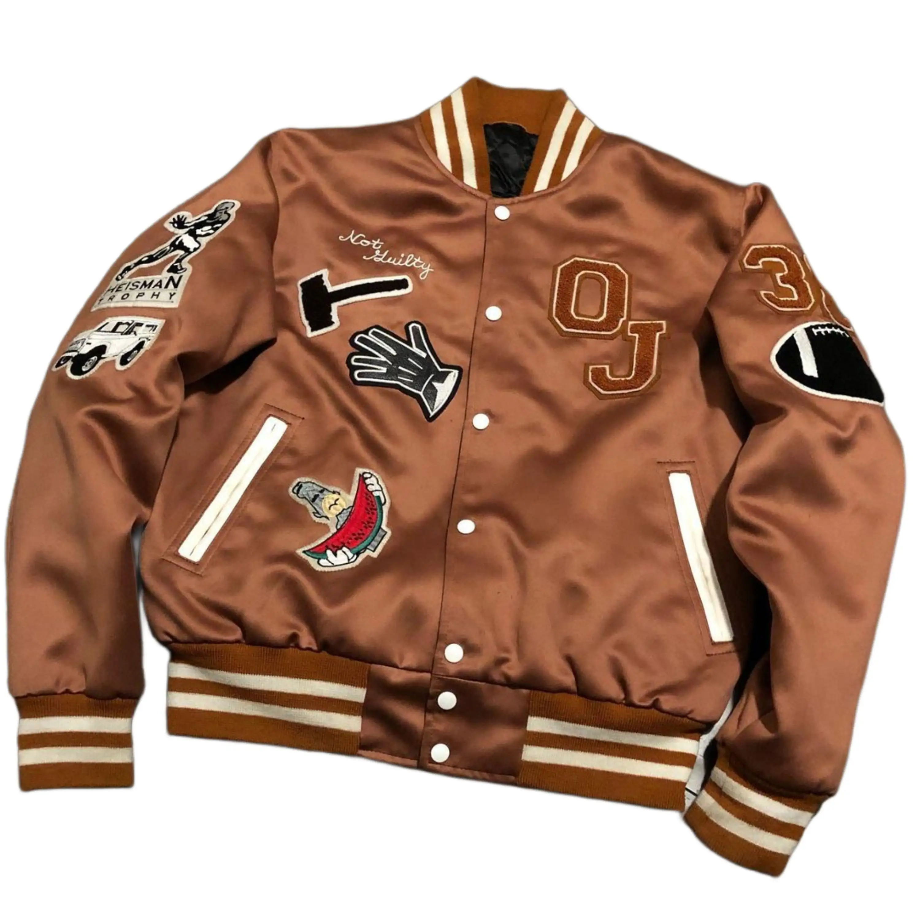 Jaket Bomber Varsities kustom jaket Bomber nilon penerbangan tahan air jaket bomber pria warna coklat tebal musim dingin