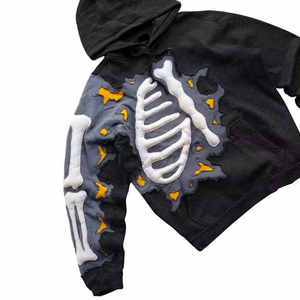 Sudadera con Capucha de Felpa de Algodón Grueso Premium de 400 GSM, Sudadera de Invierno con Estampado Puff Extra Grande para Hombre - Product Image 4