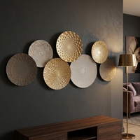 Ensemble d'art mural rond en métal Mandala Bohème, disques texturés or, blanc et gris, sculpture murale suspendue, décoration murale moderne pour la maison