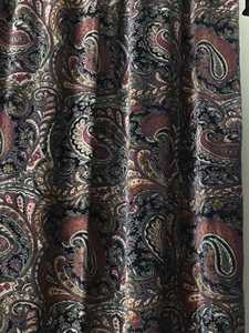 Cortina de Terciopelo de Algodón Negro Estilo Vintage, Cortinas con Estampado Paisley Tradicional, Terciopelo de Algodón de Lujo - Product Image 4
