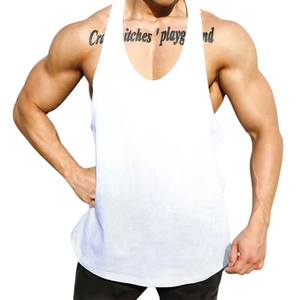 Polyester/Cotton Breathable Gym Mens Training Sports Fitness Tank Top Workout Premium Muscle <b>Stringer</b> <b>Vest</b> Dot Pattern Beading - Product Image 5