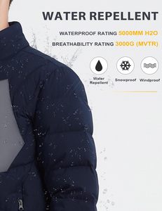 Veste matelassée décontractée pour homme, chaude pour l'hiver, avec fermeture éclair, imperméable, col montant, rembourrage en coton, blanche - Product Image 3