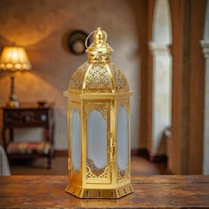 Luxury Gold Metal <b>Moroccan</b> Lantern with Intricate Cutwork Warm Candle Glow Elegant Ramadan <b>Decor</b> for Home Tabletop and Gifting - Product Image 5