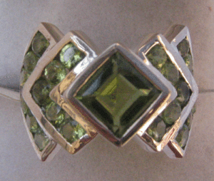 Shah Gems <b>925</b> Sterling <b>Silver</b> Natural Peridot <b>Ring</b> for Women Emerald Cut with Bezel Setting for Everyday Wear - Product Image 1