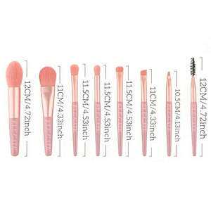 Ensemble de maquillage professionnel rose corail 8 pièces, poils synthétiques personnalisables, super doux pour le visage, les joues, les lèvres, comprend un sac de maquillage - Product Image 4