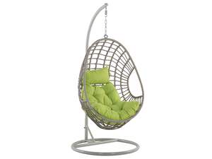 เก้าอี้หวายแขวนพร้อมขาตั้ง สีเบจอมน้ำตาล สำหรับใช้ภายในหรือภายนอกอาคาร - Product Image 2