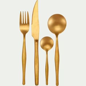 Ensemble de 5 élégantes cuillères de mariage en acier inoxydable couleur or d'Inde, parfaites pour les accessoires de vaisselle de restaurant et d'hôtel - Product Image 4