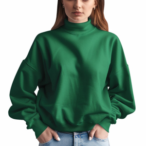 100% coton femmes pull goutte épaule Streetwear décontracté surdimensionné hiver sweats à capuche en relief gaufrage Logo col rond sweats - Product Image 5