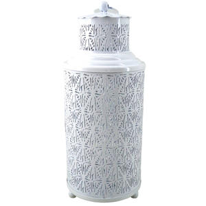 Lanterne en métal décorative pour la maison avec poignée lot de 3 lanternes blanches en PC de grande taille pour la décoration de mariage - Product Image 1