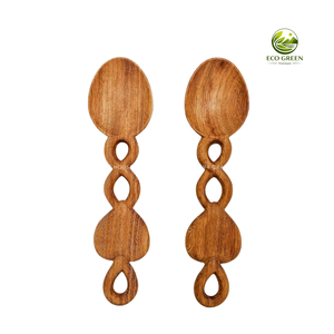 Mini cuchara de madera de 10 ml con diseño floral y mango ecológico para servir té - Product Image 3
