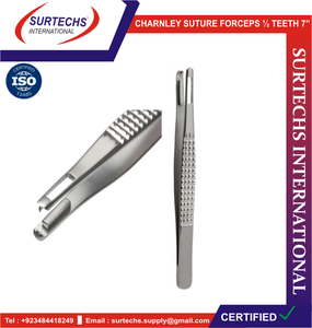 Fórceps de sutura Charnley de alta calidad, 1/2 dientes, 7 pulgadas, Manual alemán de acero inoxidable, Debakey fórceps de dientes, nuevos Surtechs - Product Image 6