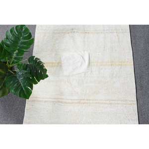 Tapis moderne en laine blanche de 1.9x10,4 pieds, tissage plat turc, patchwork, support en latex pour décor de salon, utilisation au lit - Product Image 5