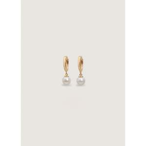 Round Pearl Huggie Huggie <b>Earrings</b> - Product Image 1
