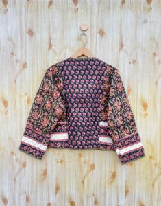 เสื้อแจ็กเก็ตผ้าฝ้ายบุนวมพิมพ์ลายดอกไม้สำหรับผู้หญิงเสื้อโค้ทกระดุมเสื้อแจ๊กเก็ตลำลองผ้าเจอร์ซีย์ใส่ได้ทุกฤดู - Product Image 4