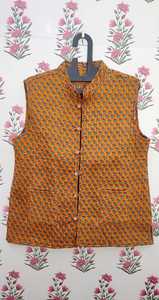 Custom Made 100% <b>Cotton</b> Wooden Block Printed <b>Fabric</b> Nehru Jacket for Mens and Womenswear Ideal for Resale - Product Image 3