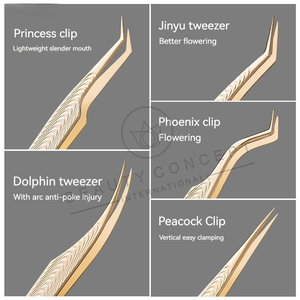 Pince à épiler d'extension de cils en acier inoxydable avec poignée en diamant doré avec logo personnalisé et emballage en boîte - Product Image 5