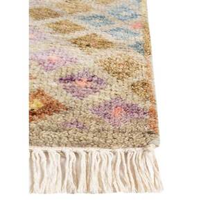 Erbe AKWL-1289 Ivory Hand Knotted <b>Wool</b> Rug Geometric Rectangle Pattern for Home Living Room or Hallway Decor 9x12" Size - Product Image 4